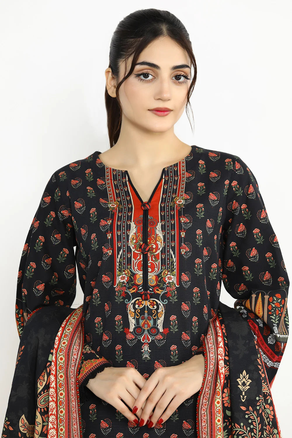 3 Piece – Printed Khaddar Suit | SAW-67