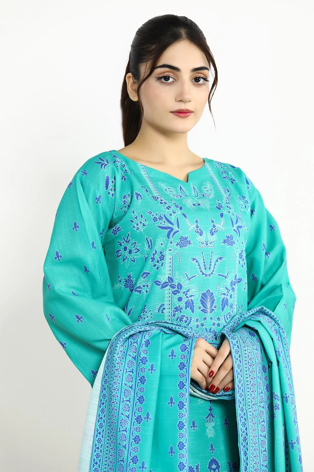 3 Piece – Printed Khaddar Suit | SAW-70